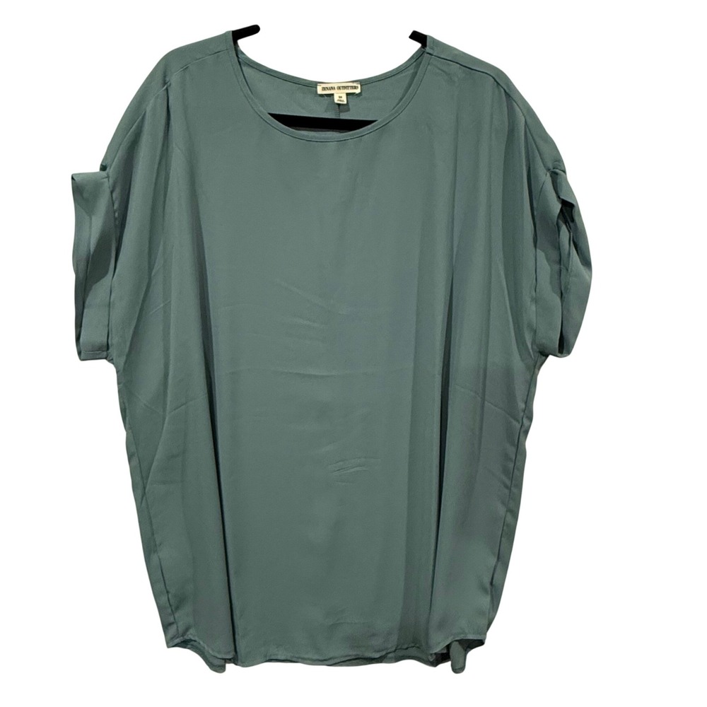 Zenana Outfitters Womens 2X Sage Green Short Sleeve‎ Cuffed Blouse QT-2500X